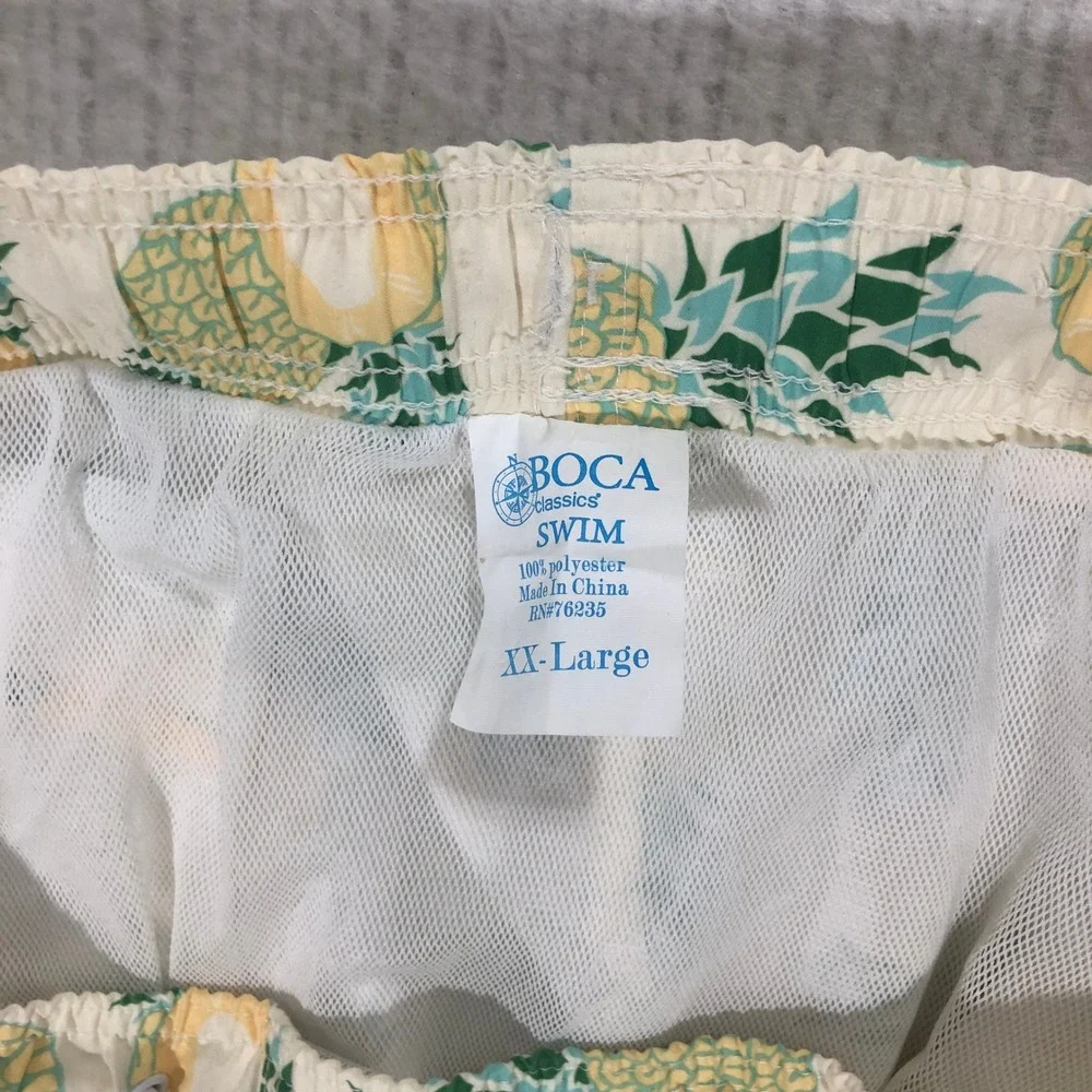 Boca Classics Swim Shorts XX-Large Pineapple Print Drawstring Waist‎ Men's